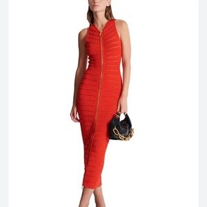 Balmain Sleeveless Cutout Zip Halter Maxi Dress